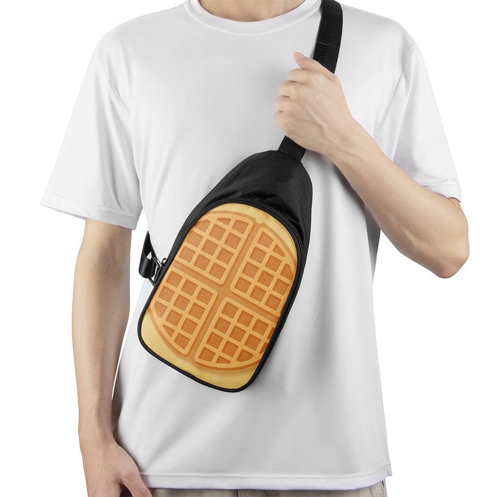 Round Waffle Print Chest Bag