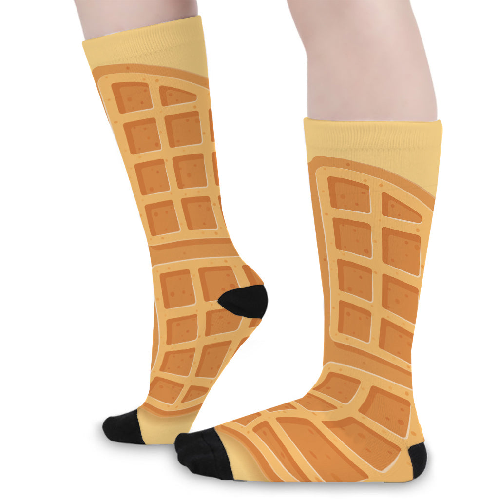 Round Waffle Print Long Socks
