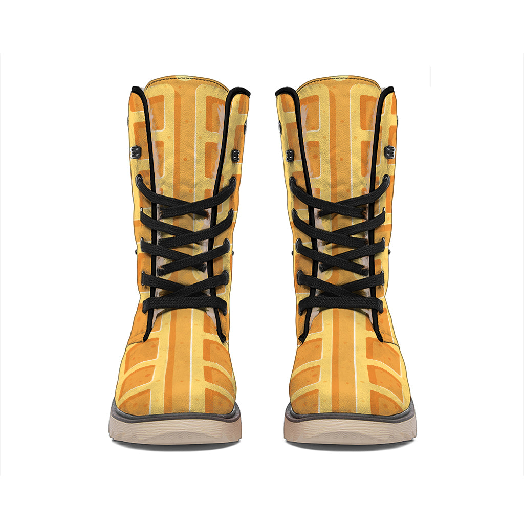 Round Waffle Print Winter Boots