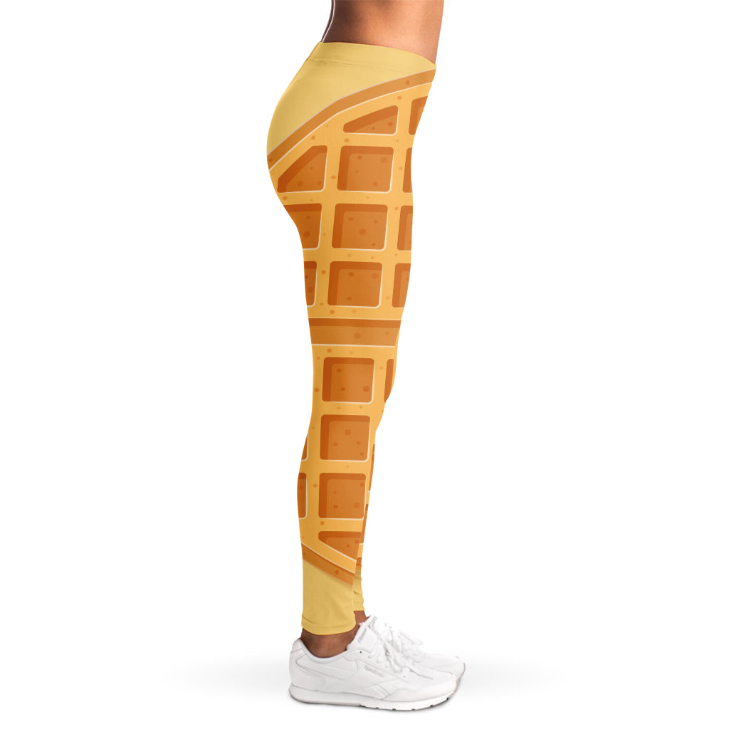 Round Waffle Print Women's Leggings
