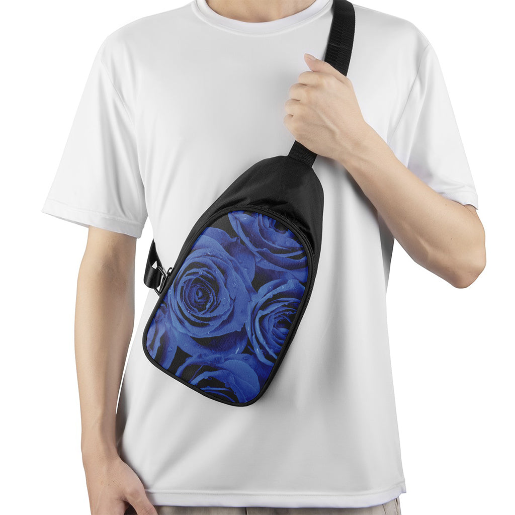 Royal Blue Rose Print Chest Bag