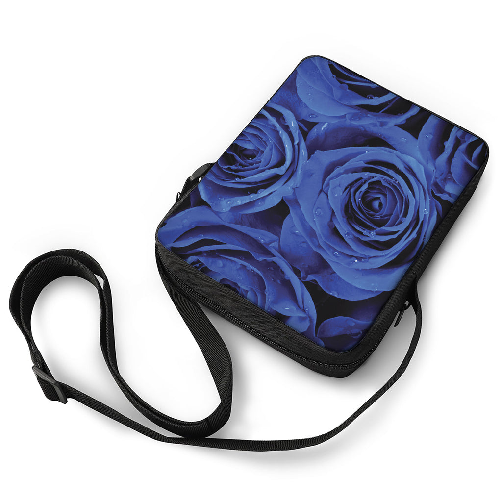 Royal Blue Rose Print Rectangular Crossbody Bag
