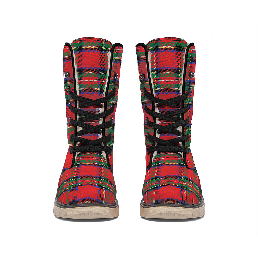 Royal Stewart Tartan Pattern Print Winter Boots