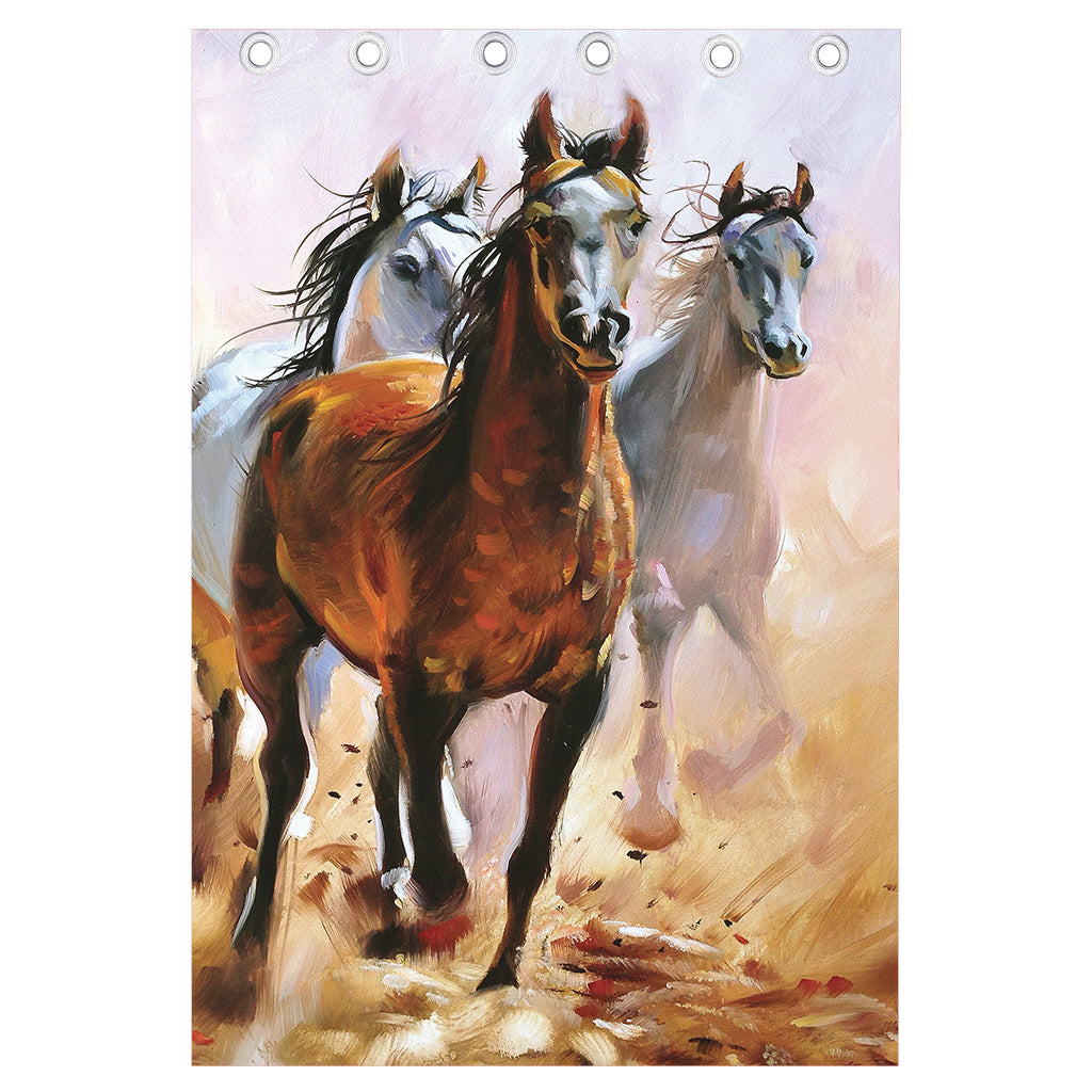 Running Horses Painting Print Curtain