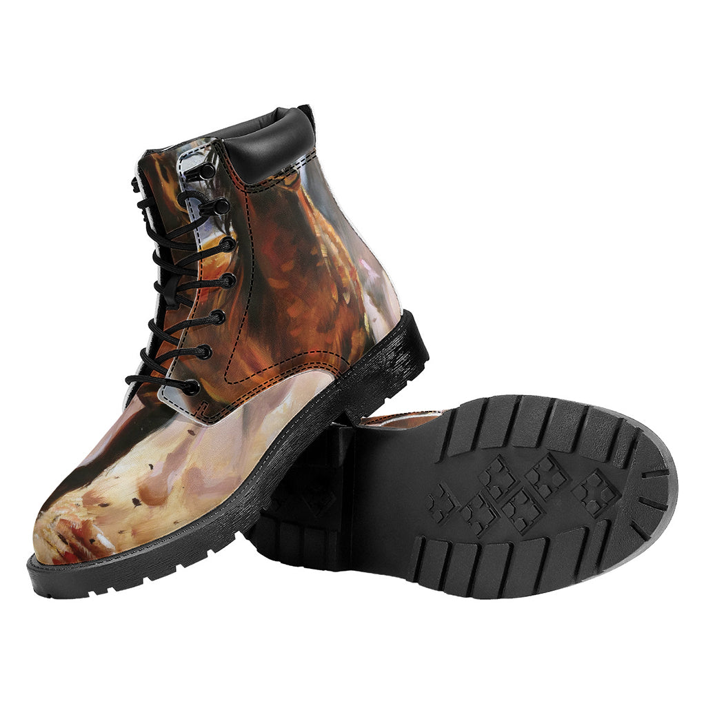 Running Horses Painting Print Work Boots