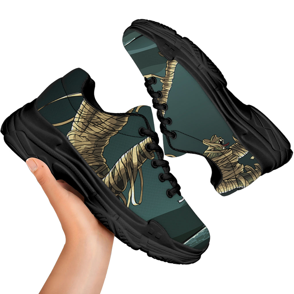 Running Mummy Print Black Chunky Shoes