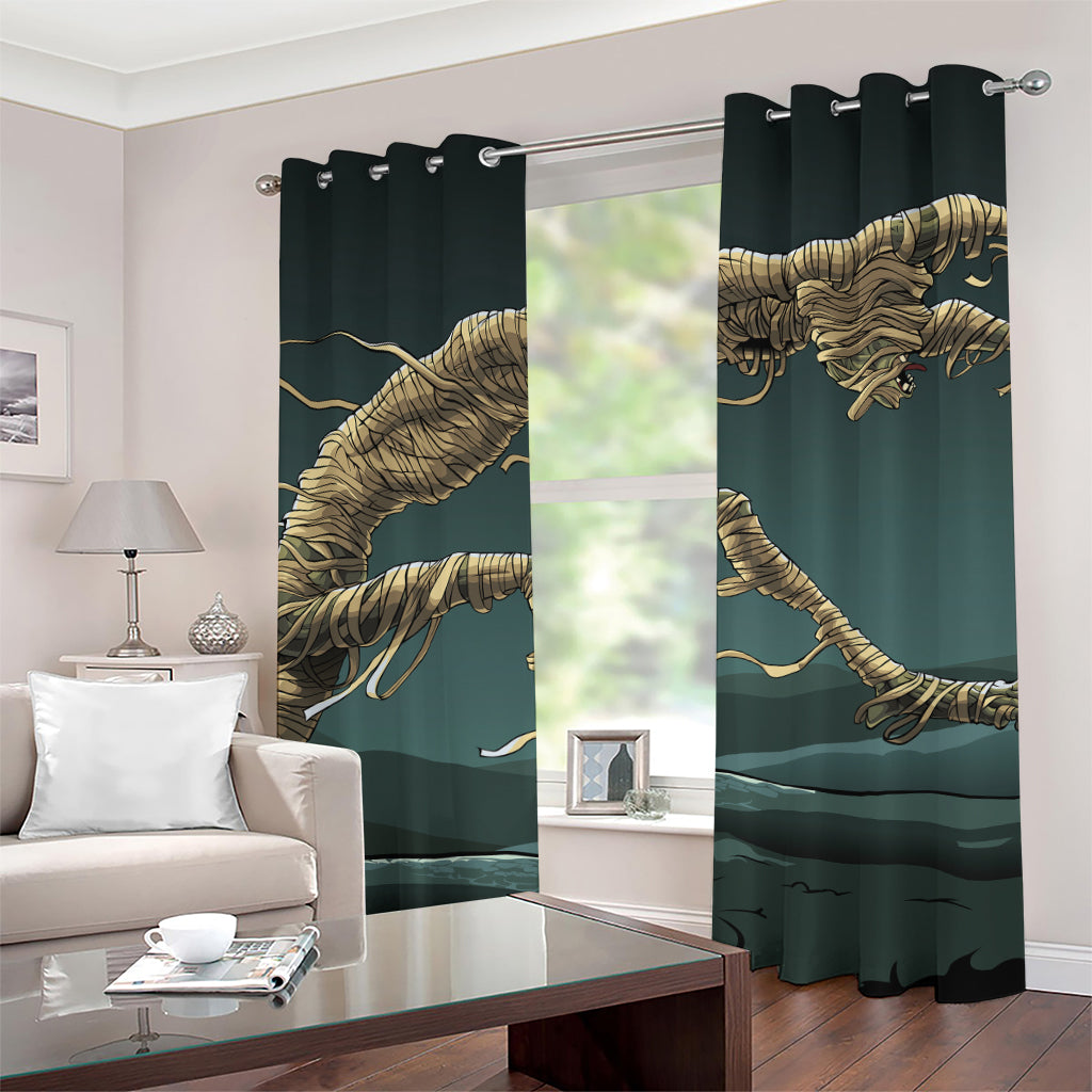 Running Mummy Print Grommet Curtains