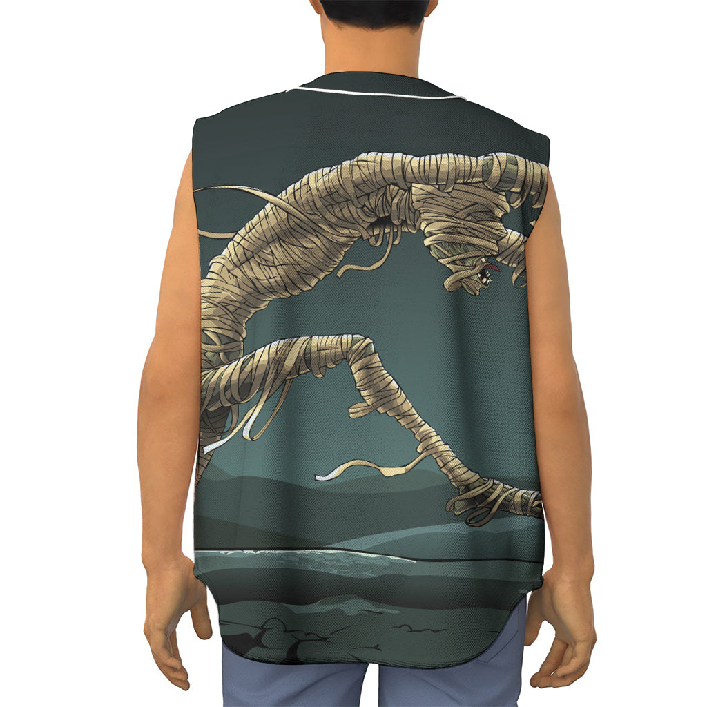 Running Mummy Print Sleeveless Baseball Jersey