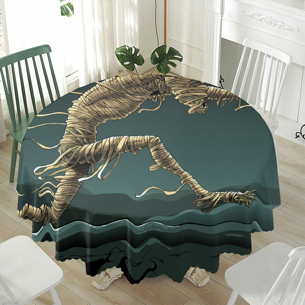 Running Mummy Print Waterproof Round Tablecloth