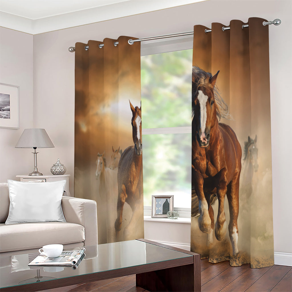 Running Wild Horses Print Extra Wide Grommet Curtains