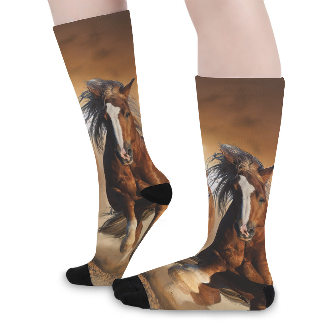 Running Wild Horses Print Long Socks