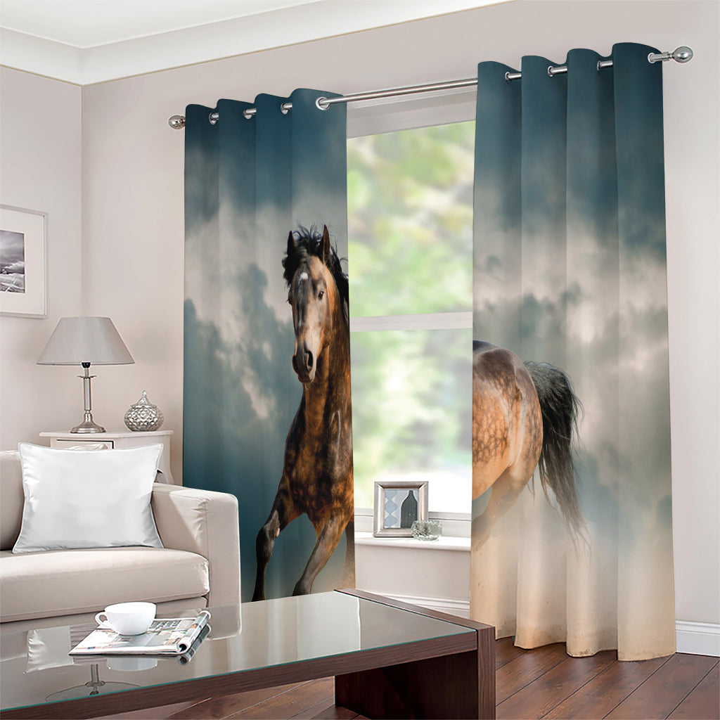 Running Wild Stallion Horse Print Extra Wide Grommet Curtains