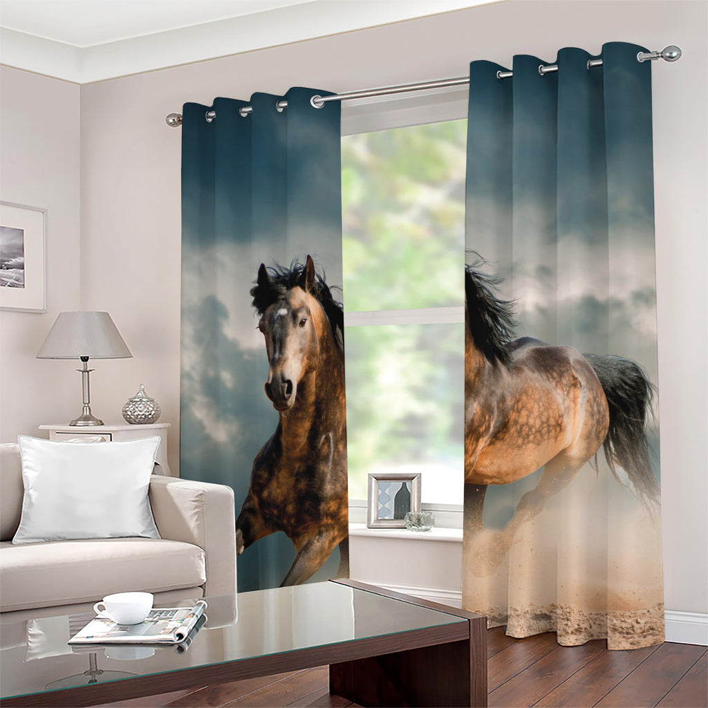 Running Wild Stallion Horse Print Grommet Curtains