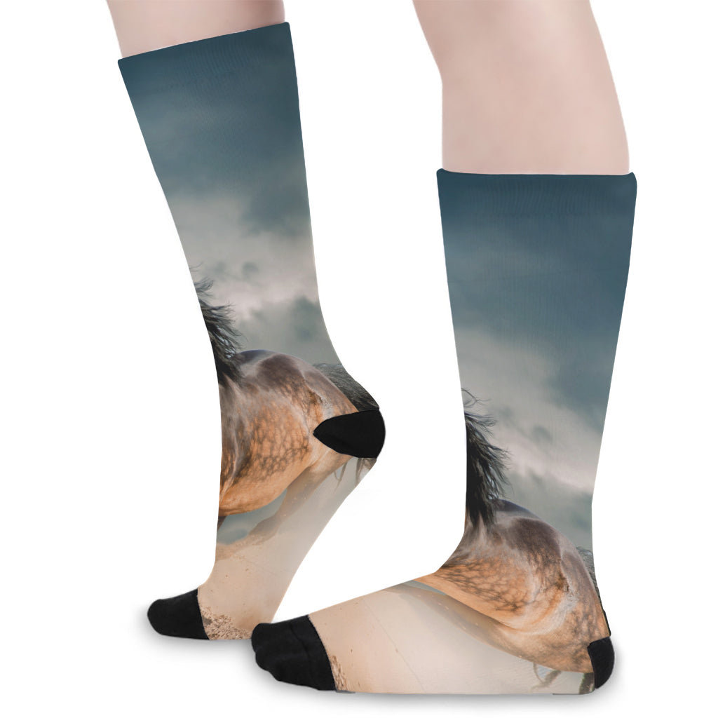 Running Wild Stallion Horse Print Long Socks