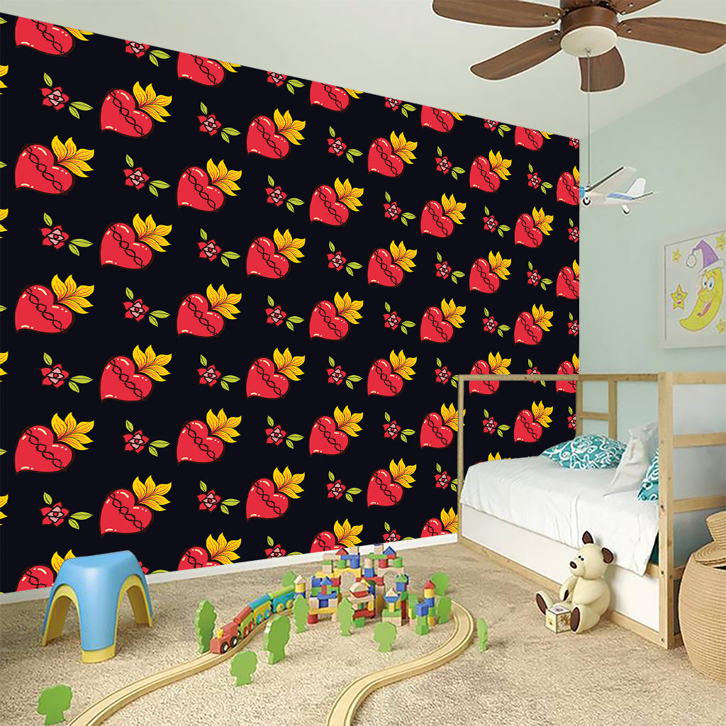 Sacred Heart Pattern Print Wall Sticker