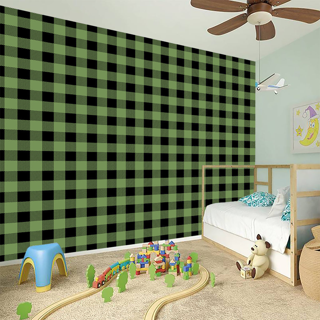 Sage Green Buffalo Check Pattern Print Wall Sticker