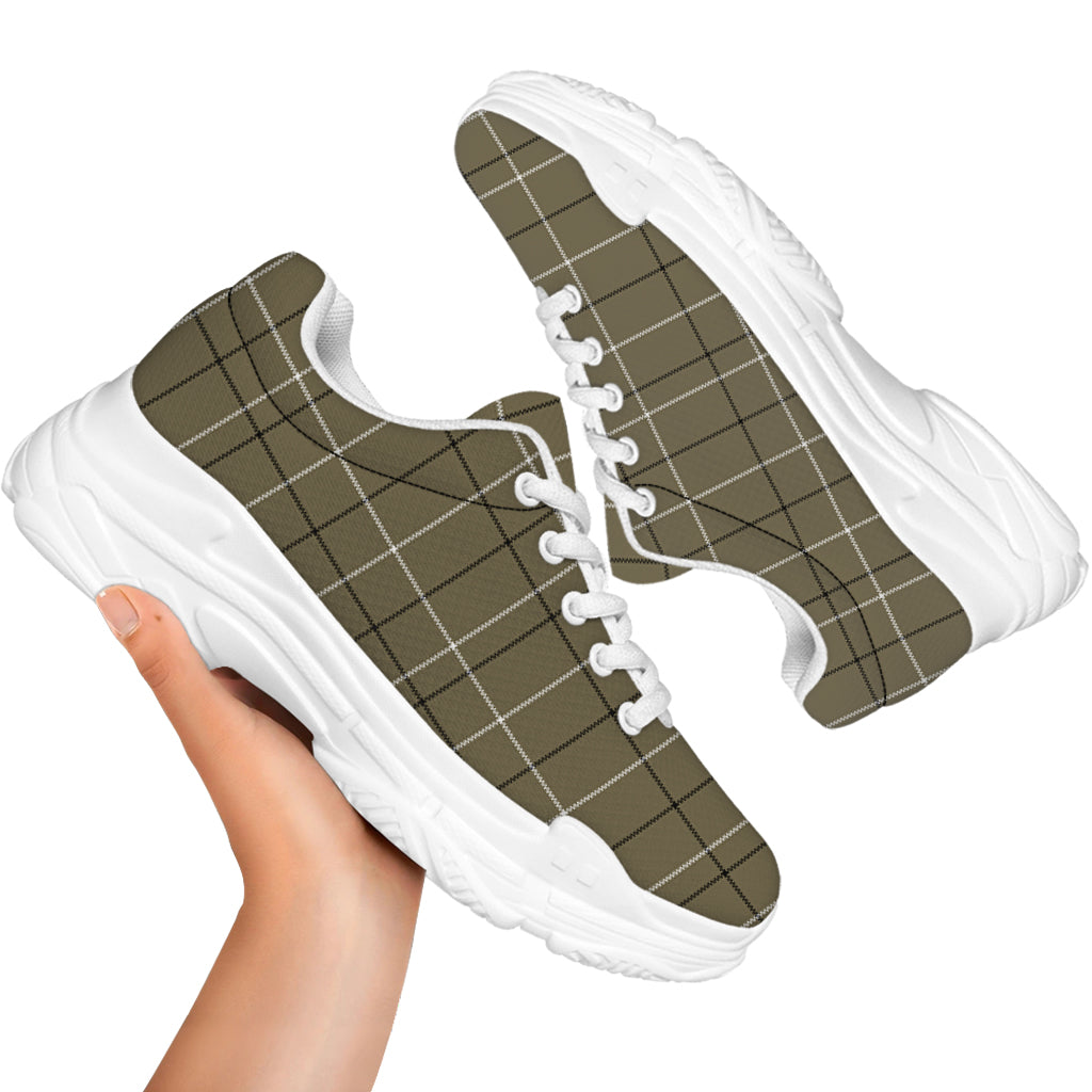 Sage Green Tattersall Pattern Print White Chunky Shoes