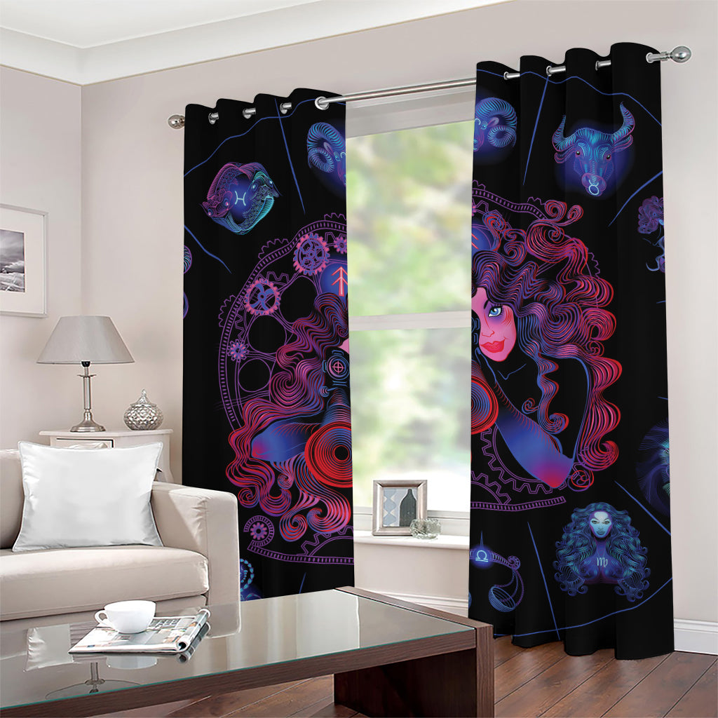 Sagittarius And Astrological Signs Print Grommet Curtains