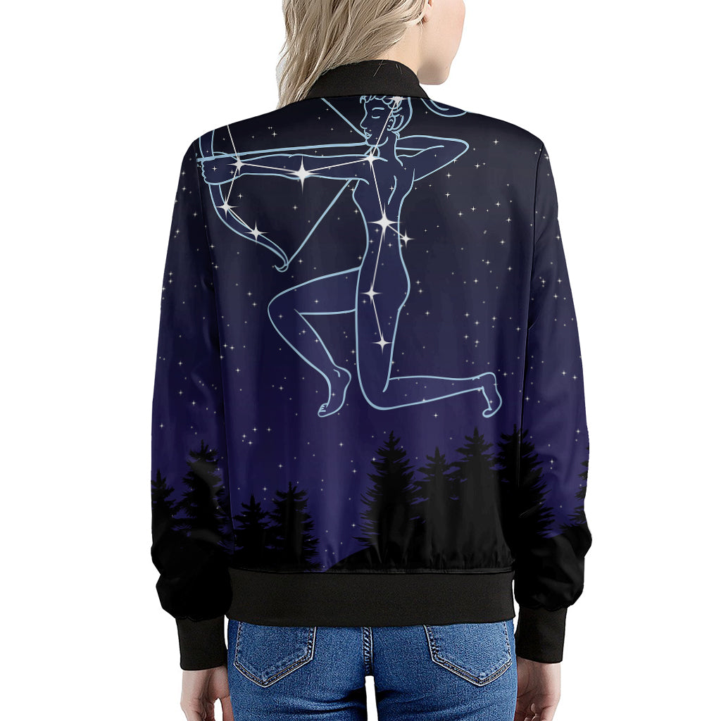 Sagittarius Constellation Print Women's Bomber Jacket