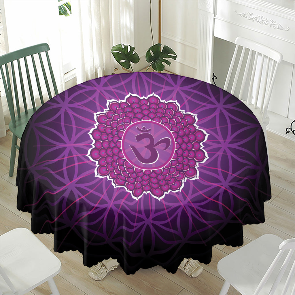 Sahasrara Chakra Spiritual Print Waterproof Round Tablecloth