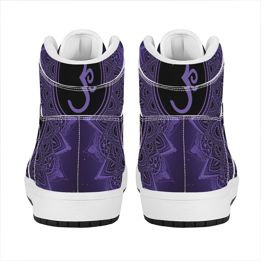 Sahasrara Chakra Symbol Print High Top Leather Sneakers