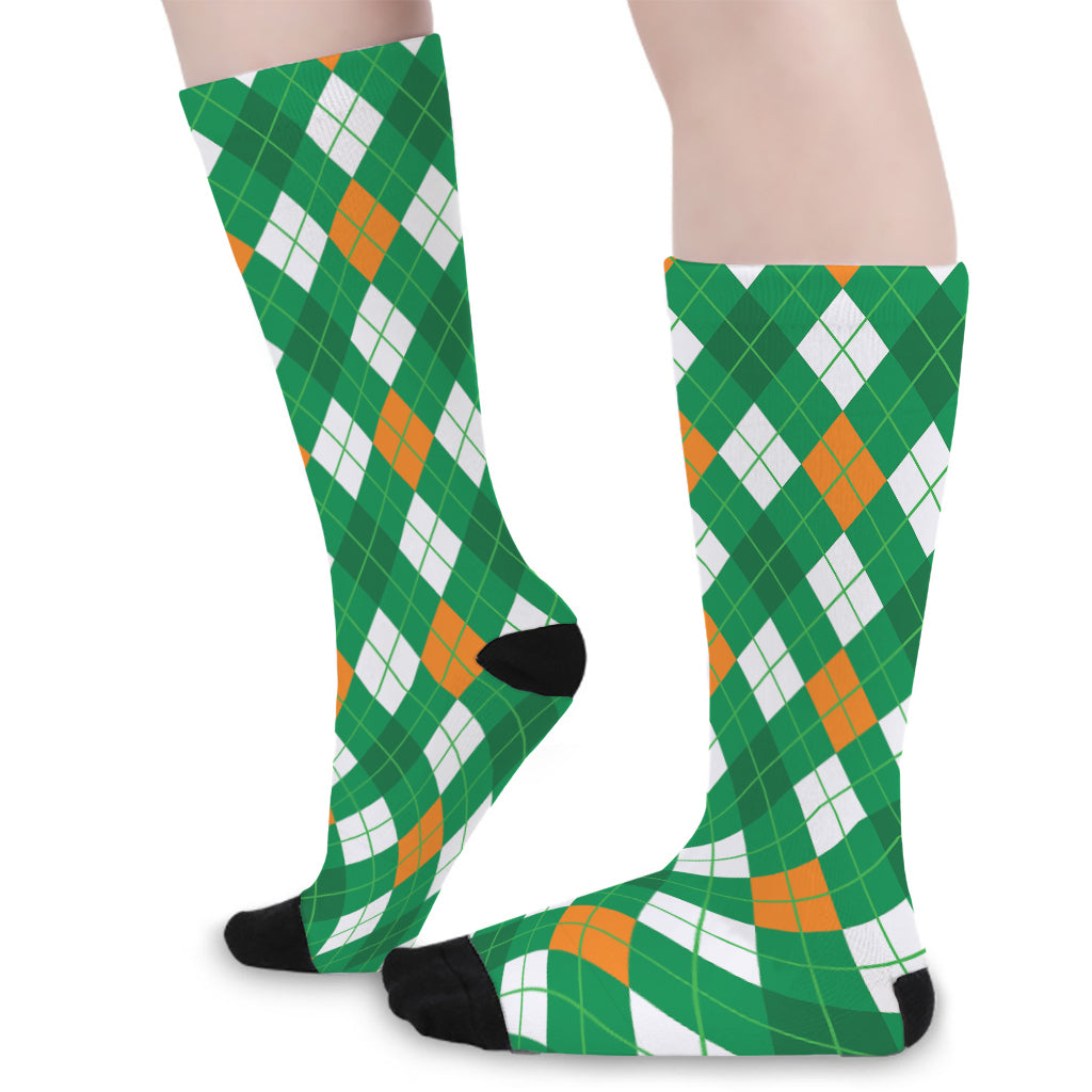 Saint Patrick's Day Argyle Pattern Print Long Socks