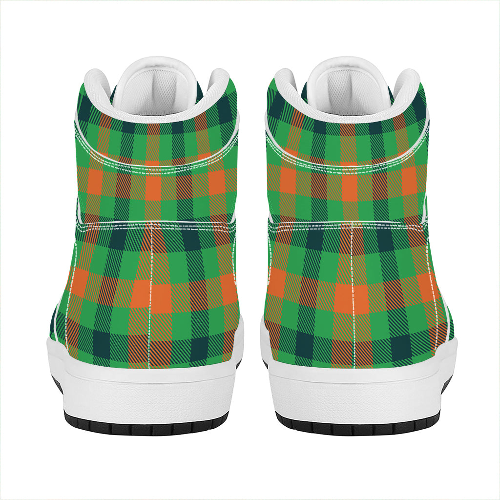 Saint Patrick's Day Buffalo Plaid Print High Top Leather Sneakers