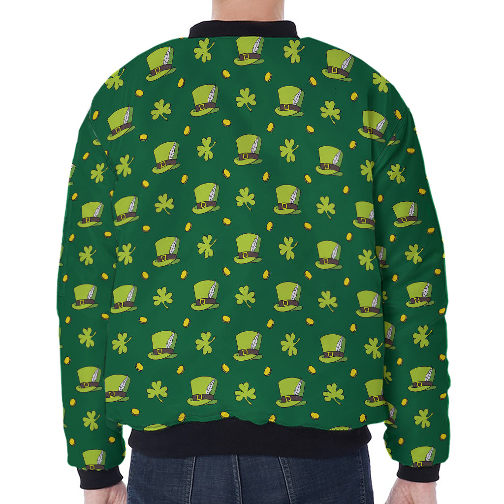 Saint Patrick's Day Celebration Print Zip Sleeve Bomber Jacket