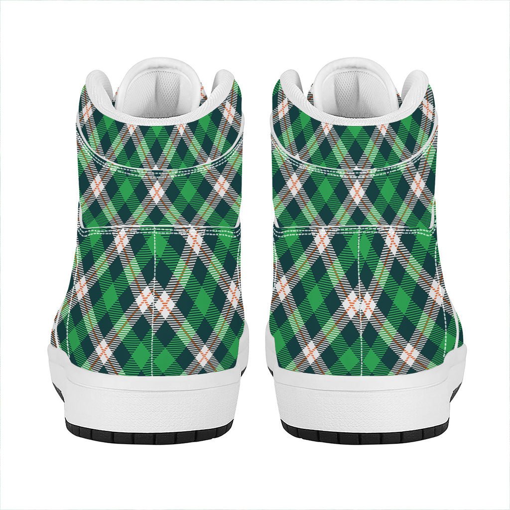 Saint Patrick's Day Irish Tartan Print High Top Leather Sneakers