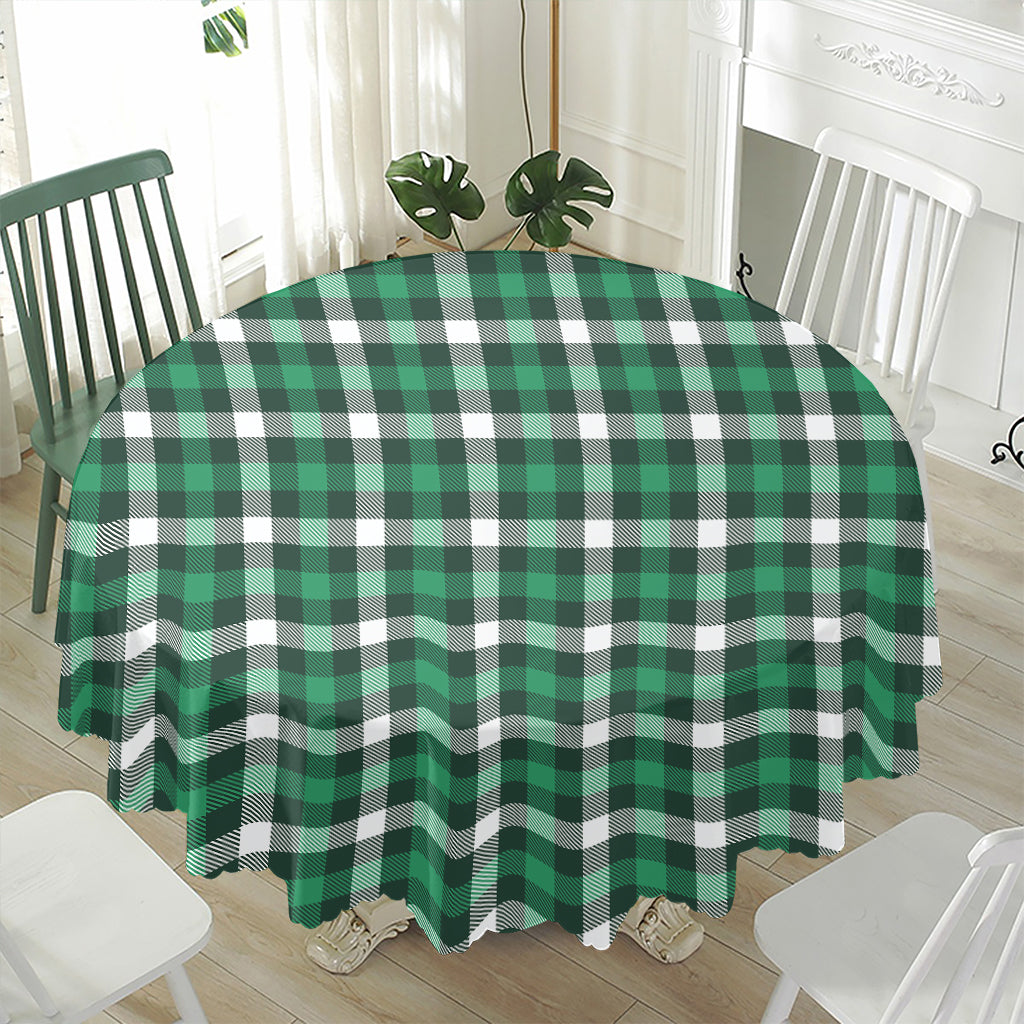 Saint Patrick's Day Stewart Plaid Print Waterproof Round Tablecloth