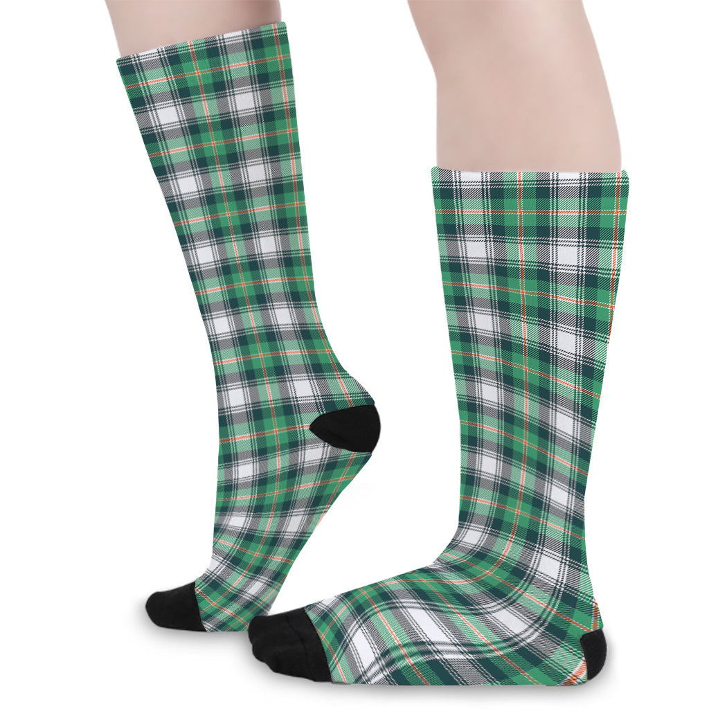 Saint Patrick's Day Tartan Pattern Print Long Socks
