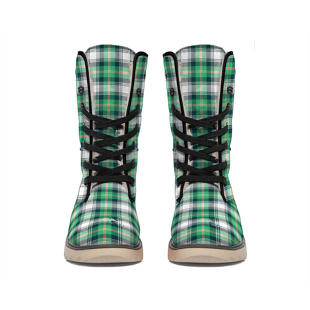 Saint Patrick's Day Tartan Pattern Print Winter Boots