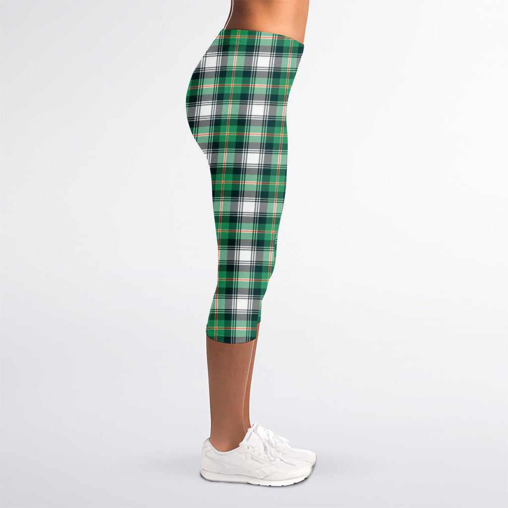 Saint Patrick's Day Tartan Pattern Print Women's Capri Leggings
