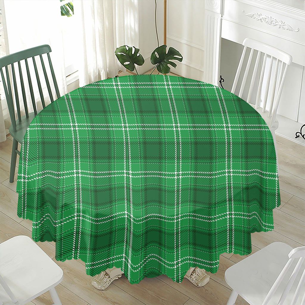 Saint Patrick's Day Tartan Print Waterproof Round Tablecloth
