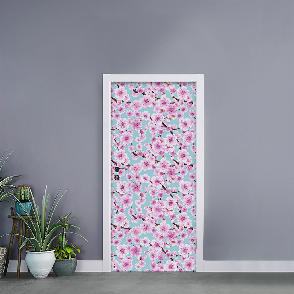 Sakura Cherry Blossom Pattern Print Door Sticker