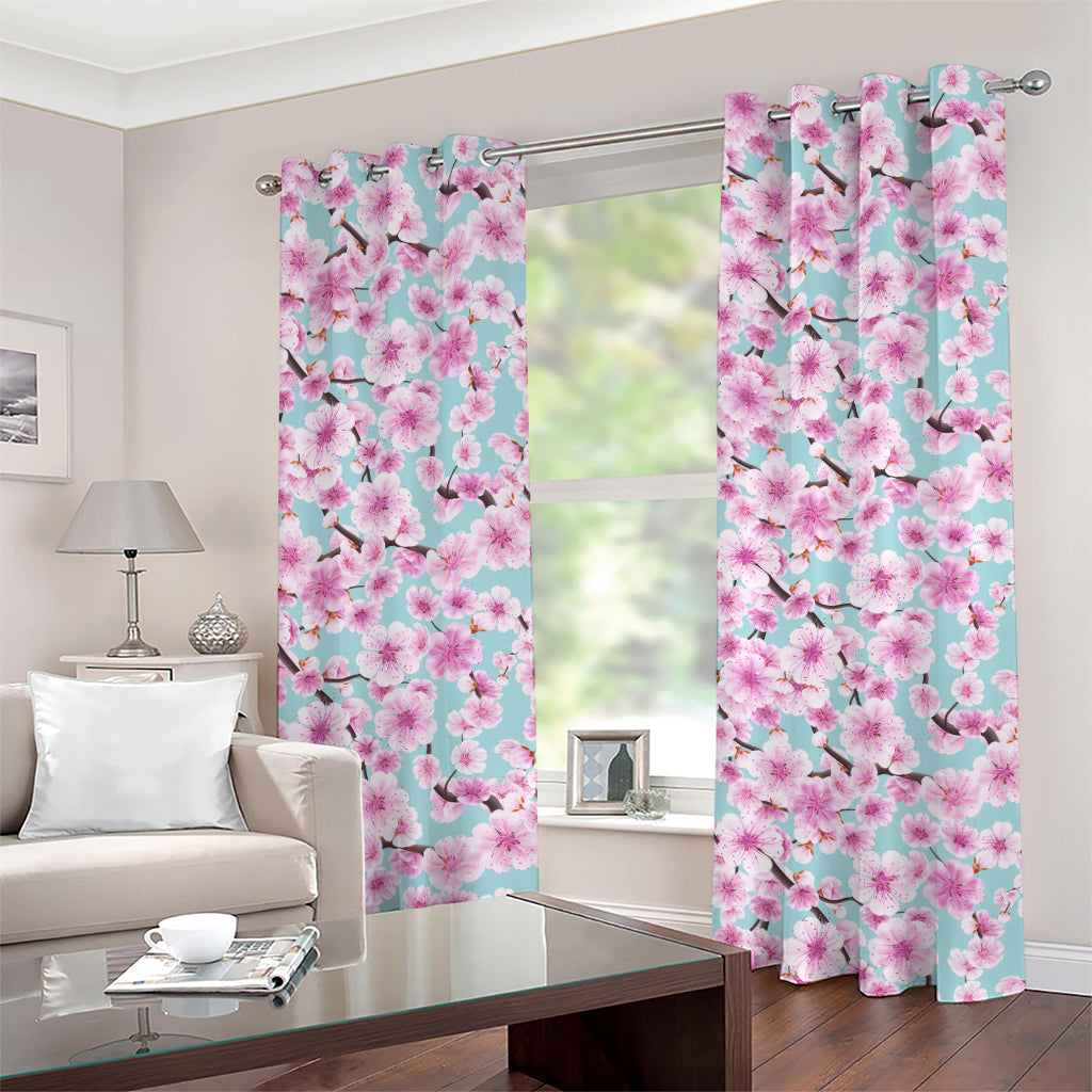 Sakura Cherry Blossom Pattern Print Grommet Curtains