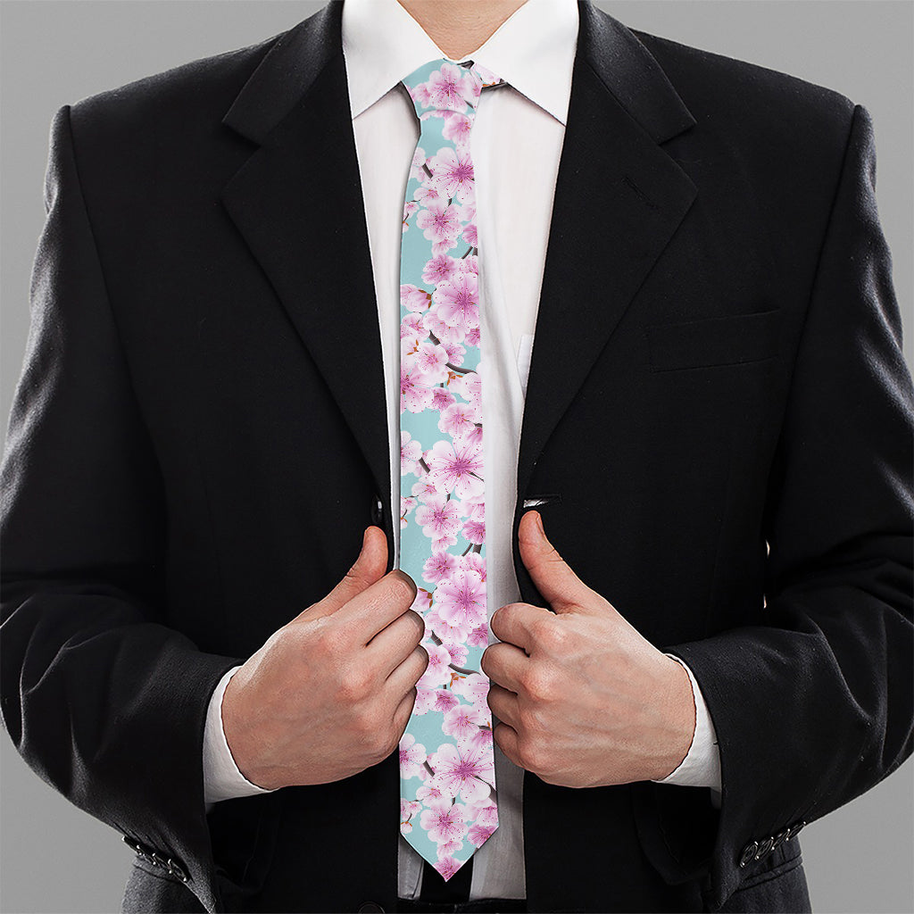 Sakura Cherry Blossom Pattern Print Necktie