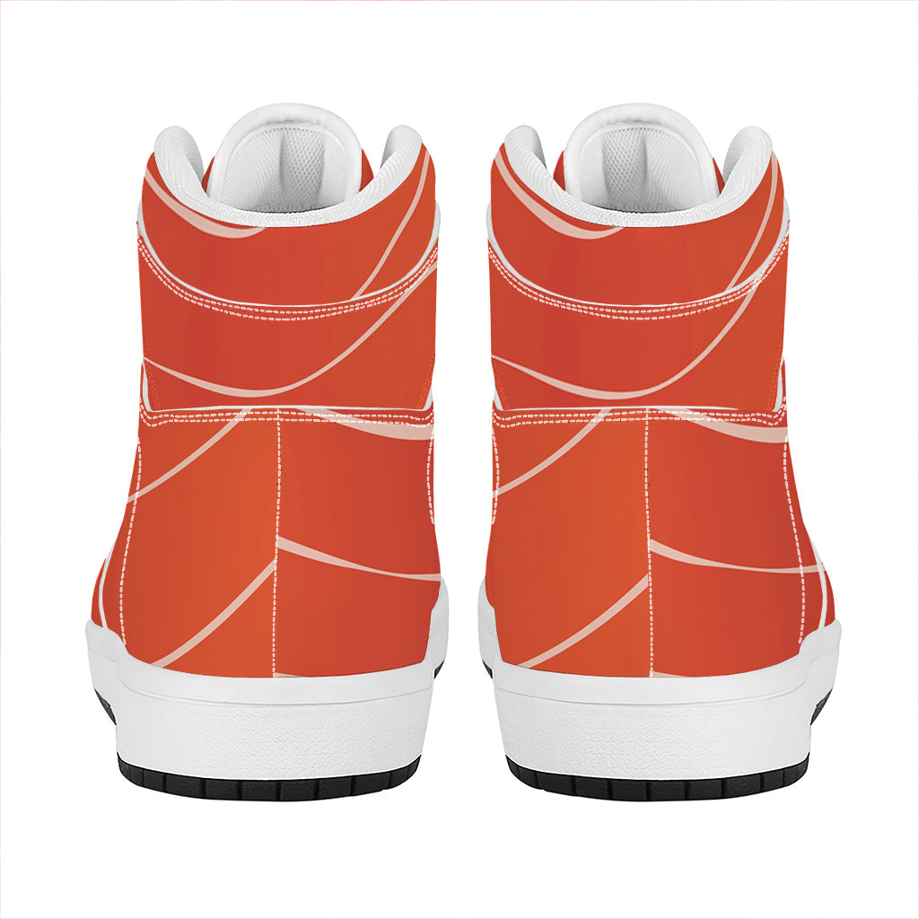 Salmon Artwork Print High Top Leather Sneakers
