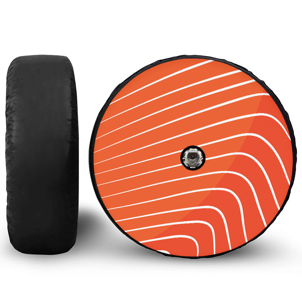 Salmon Print Tire Cover With Camera Hole