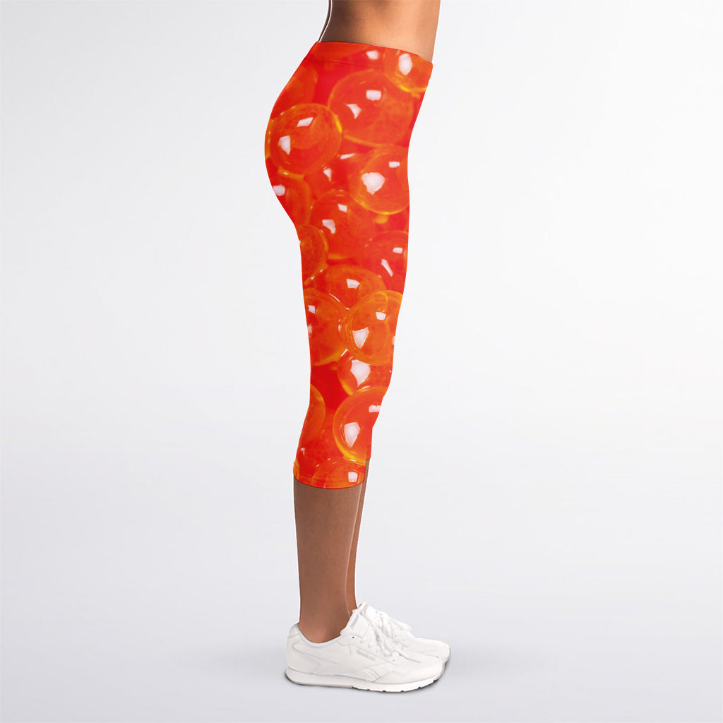 Salmon Roe Print Women's Capri Leggings