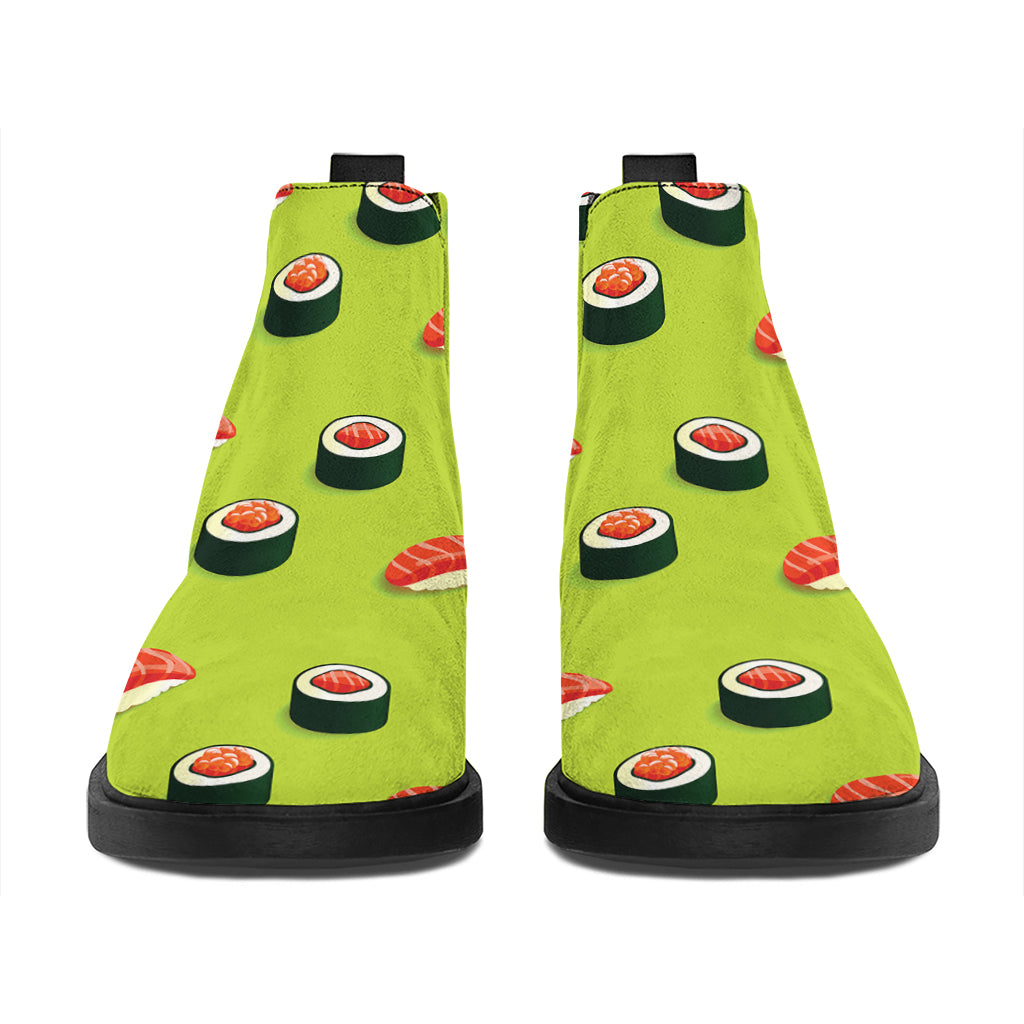 Salmon Sushi And Rolls Pattern Print Flat Ankle Boots