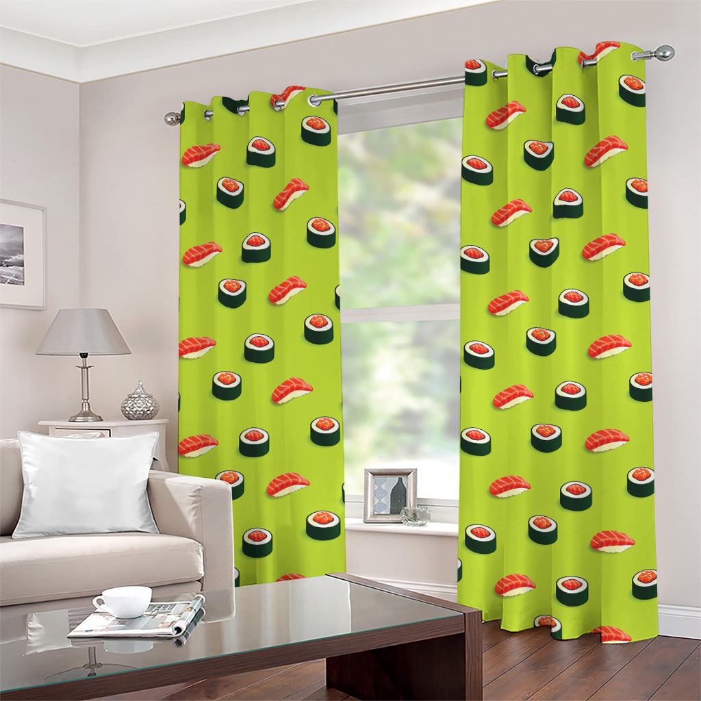 Salmon Sushi And Rolls Pattern Print Grommet Curtains
