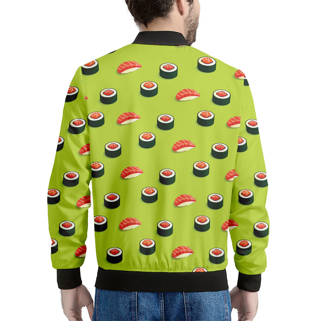 Salmon Sushi And Rolls Pattern Print Men's Bomber Jacket