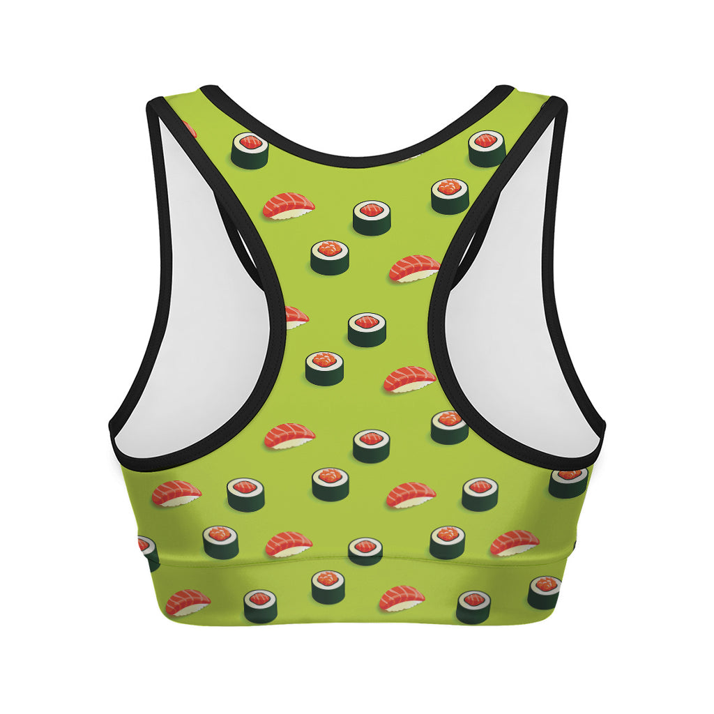 Salmon Sushi And Rolls Pattern Print Women's Sports Bra