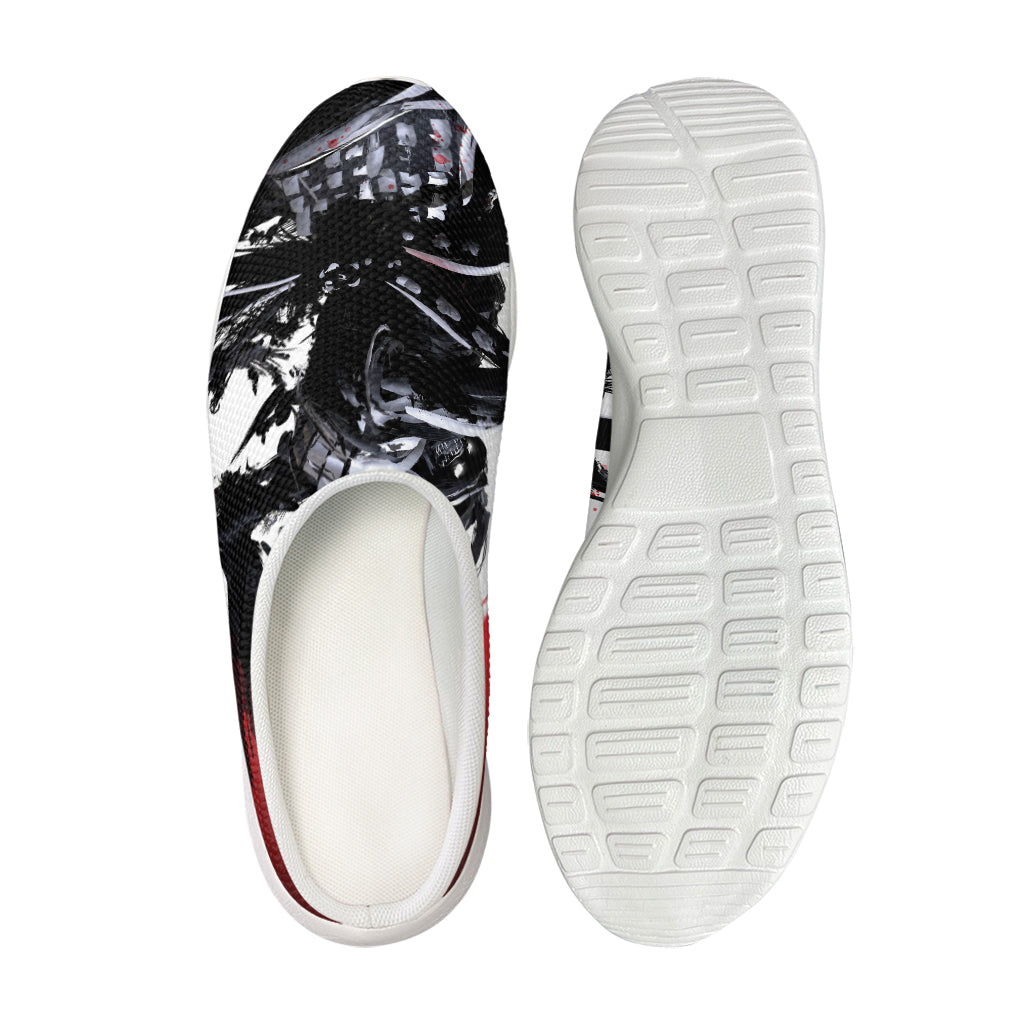 Samurai And Crow Print Mesh Casual Shoes