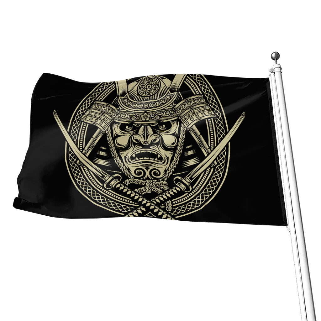 Samurai Warrior Mask Print Flag