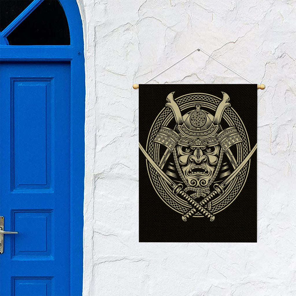 Samurai Warrior Mask Print Garden Flag