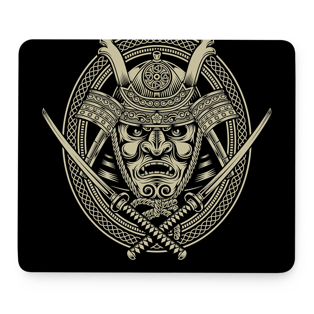 Samurai Warrior Mask Print Mouse Pad