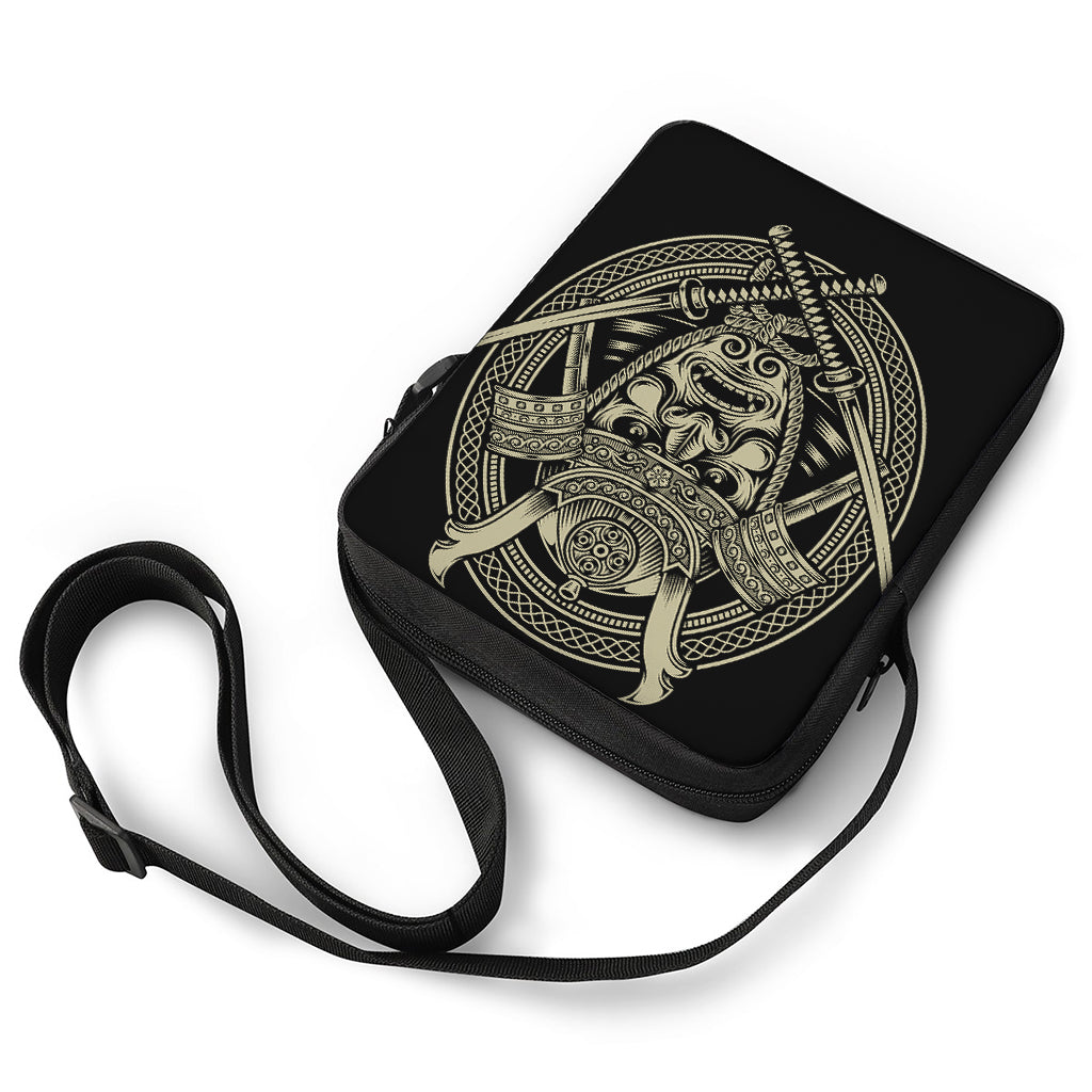 Samurai Warrior Mask Print Rectangular Crossbody Bag