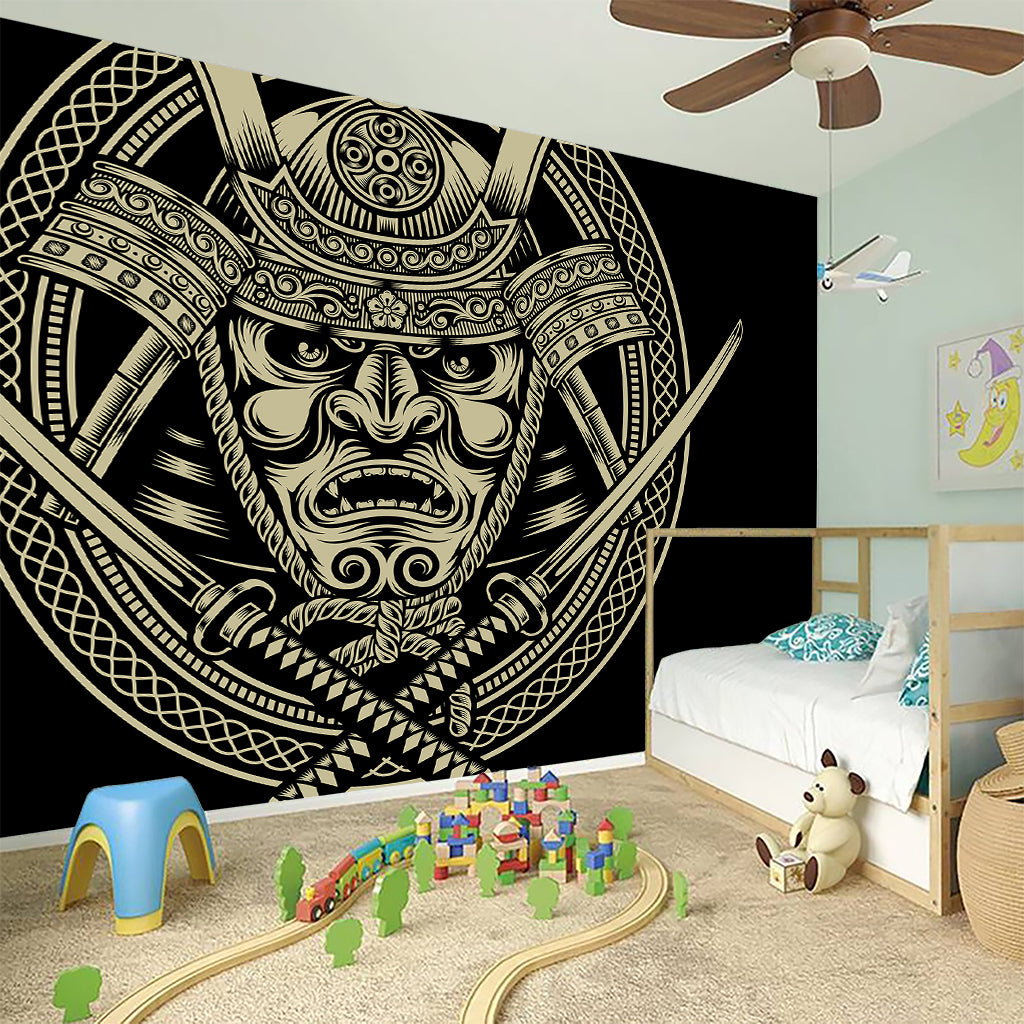 Samurai Warrior Mask Print Wall Sticker